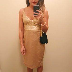 Lulu’s Gold Matte Sequin Dress
